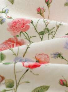 Cozy Pixies Newborn Baby Girl 2pcs/Set Floral Print Knit Soft Round Neck Ruffle Sleeve Cardigan And Elastic Waist Shorts - Multicolor - View 9