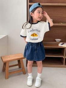 Dazy Kids 女童短袖印花T恤，秋季服装 - 白色 - 查看 4