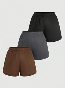 SHEIN EZwear 3件套休闲针织大码短裤 - 彩色 - 查看 7