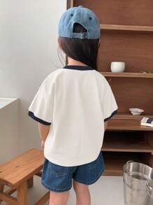 Dazy Kids 女童短袖印花T恤，秋季服装 - 白色 - 查看 3