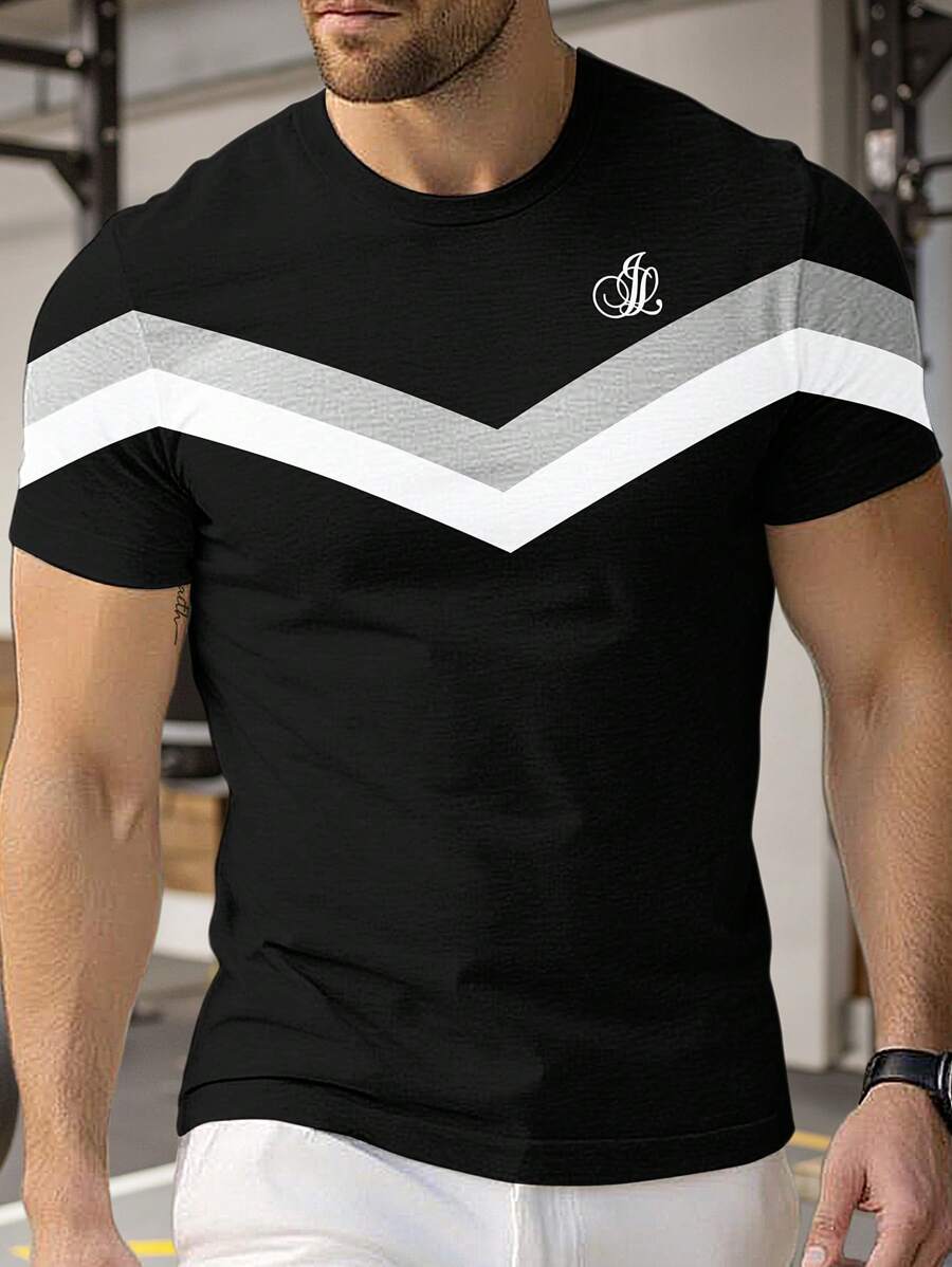 Manfinity Sport Corelite 男士运动 Polo T 恤，短袖，简约时尚 - 彩色 - 查看 1