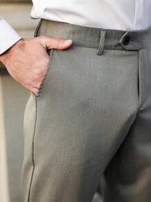 Manfinity Mode Quần âu công sở đơn sắc thuôn nhọn cho nam - Màu Xám nhạt - Xem 3