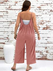 SHEIN Clasi 大码纯色休闲连体裤 - 粉色 - 查看 2