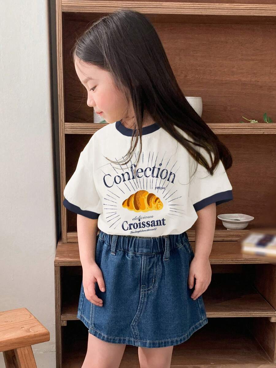 Dazy Kids 女童短袖印花T恤,秋季服装 - 白色 - 查看 1