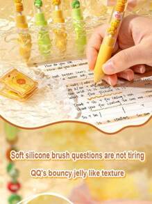 SHEIN 4/6pcs Cute Push-Button Ballpoint Pen, 0.5mm Tip, Smudge-Proof, Smooth Writing, Comfortable Grip, Suitable For Exams, Office Use, Signature, Carbon Ink