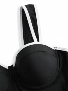 Swim Oasis SS2025 女士春夏沙滩泳装，纯色连体泳衣+多层短裙，黑色和彩色