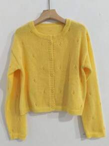 INAWLY Cardigan leggero monopetto con maniche lunghe e spalle scese, casual, da donna