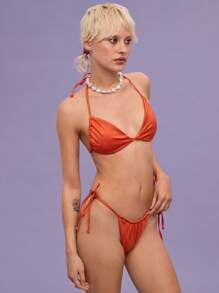 COUREZ Halter Neck Bikini Set With High Leg Bottoms Vacation Outfits Beachwear 2 Pieces Set For Summer/Y2K/Casual Vintage