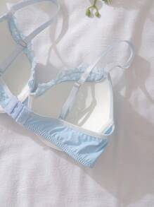 Women's Solid Color Simple And Fashionable Lingerie Bra, Suitable For Summer - Baby Blue - View 5