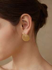 MOTF PREMIUM 18K GOLD PLATED HOLLOW HALF SPHERE STUD EARRINGS - Yellow Gold - View 3