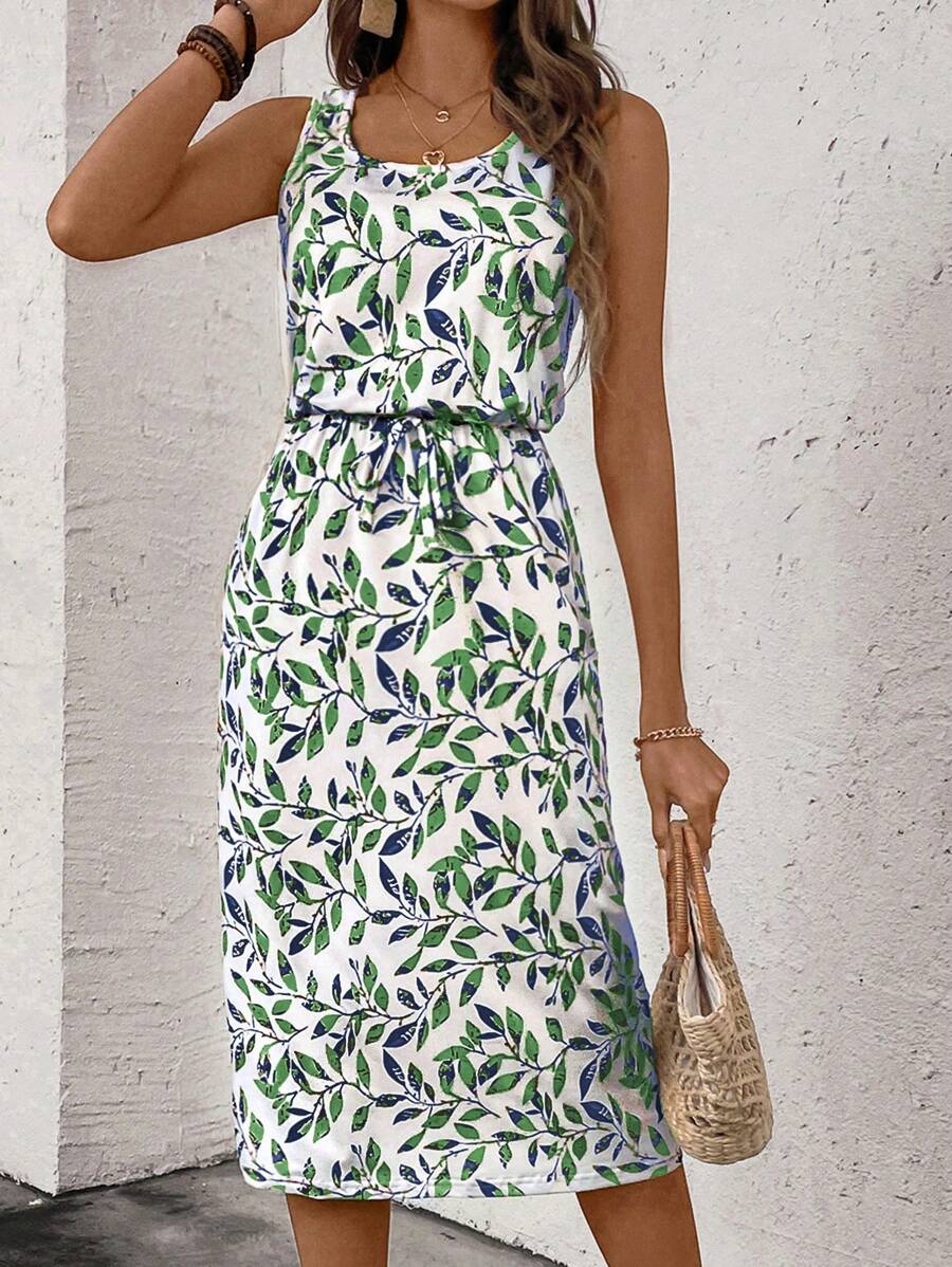 SHEIN Clasi Đầm Maxi In Họa Tiết Hoa Văn Cho Nữ - màu xanh lá - Xem 1