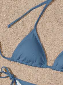 Swim Mod Solid Color Bikini Swimsuit, Vacation & Beach For Summer