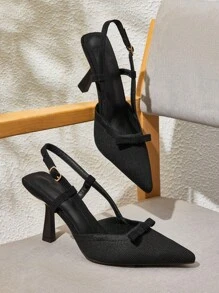 CUCCOO BASICS Fashion Women's High Heel Pumps With Pearl & Bow Decoration, Comfortable & Versatile Lolita Style Heels - Black - View 1