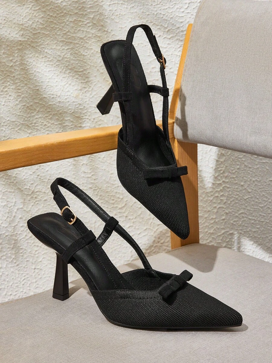 CUCCOO BASICS Fashion Women's High Heel Pumps With Pearl & Bow Decoration, Comfortable & Versatile Lolita Style Heels - Black - View 1