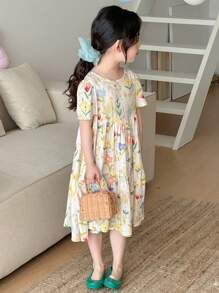 Dazy Kids 少女碎花圆领睡裙，夏季假期复活节 - 彩色 - 查看 4