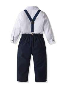 Bộ đồ vest nam 2 món sọc dài tay cho bé trai kèm quần có dây đeo - Màu tím hoa cà - Xem 2
