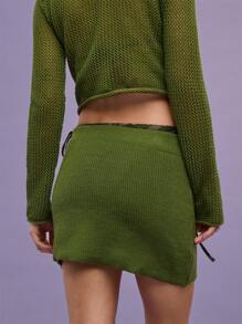 COUREZ Gestrickter Mini-Rock für Damen/Y2K/Lässiger Vintage-Stil