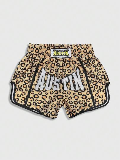 Street Life Pantaloncini da uomo di moda estiva con stampa leopardata e grafica a lettere