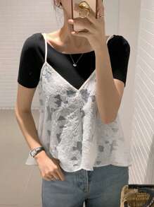 Wynsel Women's Round Neck Slim-Fit Short Sleeve Elegant T-Shirt, Grey, Spring/Summer,Business Casual Women