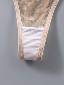 SHEIN 3 Packs Women Low Rise Lace G-String Panties With Random Heart Print Design - Multicolor - View 6
