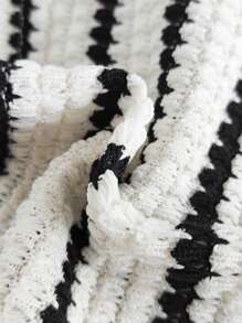 SHEIN 女婴扭纹条纹休闲吊带背心 - 黑與白 - 查看 7