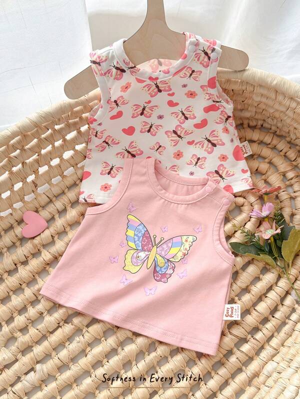 Cozy Pixies 2 Stücke Neugeborenen Baby Mädchen Weich Gestrickt Schmetterling Muster Ärmellos Rundhals Weste Set