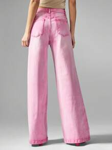 MISSGUIDED 阔腿 Y2K 风格牛仔裤高腰棉混纺复古裤春夏节日时尚复古水洗街头风格