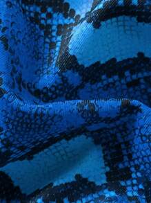 Swim Vcay 2 件春假夏季度假随机动物印花上衣和高开叉性感比基尼泳装套装 - 藍色 - 查看 5