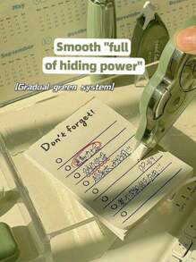 SHEIN 5 Packs Highly Attractive Multifunctional Correction Tape Set, Creative Coating Tape, Smooth And Simple Silent Correction Tape(Offset Printing Is A Normal Phenomenon) - Green - View 6