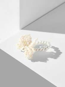 MOTF PREMIUM ANILLO CON CUENTAS DE CIRCONITA CÚBICA CHAPADO EN ORO Y LAZO - Blanco - Ver 5