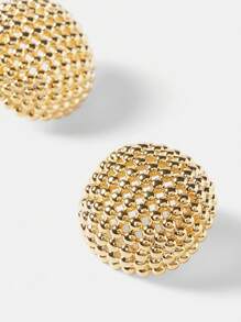 MOTF PREMIUM 18K GOLD PLATED HOLLOW HALF SPHERE STUD EARRINGS - Yellow Gold - View 1