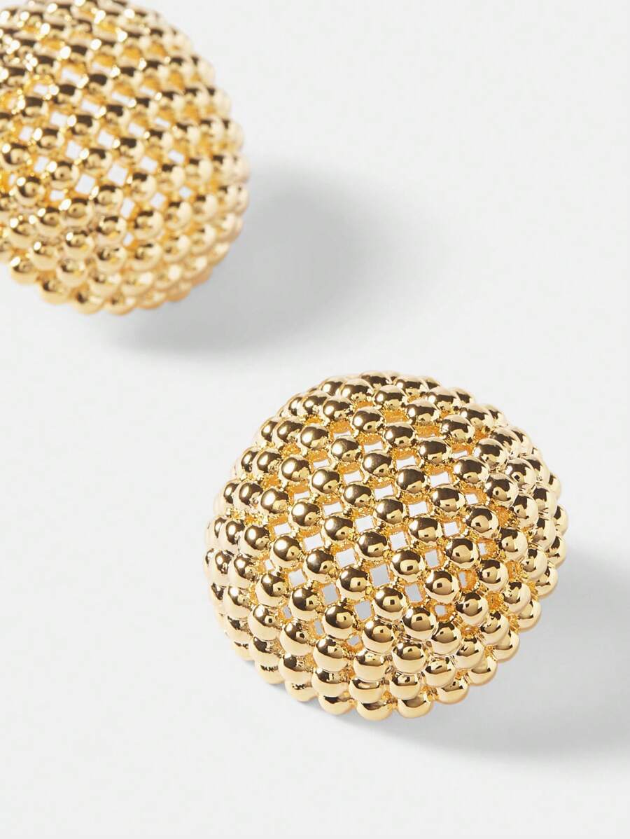 MOTF PREMIUM 18K GOLD PLATED HOLLOW HALF SPHERE STUD EARRINGS - Yellow Gold - View 1