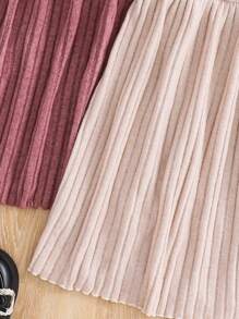 2 件套年轻女孩针织纯色圆领字母紧身连衣裙 - 彩色 - 查看 6