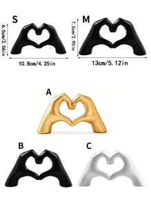 1 件银色装饰，适用于客厅卧室书架咖啡桌，可爱的爱心手指雕像，现代风格美学房间配件，小摆设，书架家居装饰最佳礼物