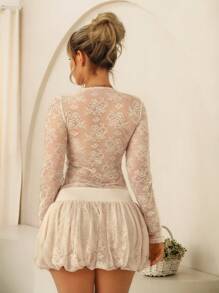 Glamine Women's Front Twist V-Neck Long Sleeve Sexy Top Fall Cloth For Women - Apricot - View 2