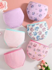Set de 6 bragas de algodón con estampado lindo de conejo, transpirables y adecuadas para todas las estaciones, para niñas - Multicolor - Ver 2