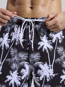 Manfinity KASUA Men's Casual Coconut Tree Print Beach Shorts - Multicolor - View 6