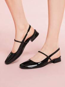 CUCCOO DOLLMOD Women's Black Glossy Patent Leather Flat Mary Jane Shoes, Square Toe, Convenient Slip-On, Suitable For Commuting, Dating, Parties, Shopping, Holidays For Christmas - Black - View 4