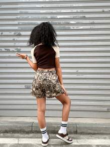 Coolane Kids Tree Branch Spring/Summer Pattern Tween Girls Streetwear Graphics Sweater Shorts - Multicolor - View 3