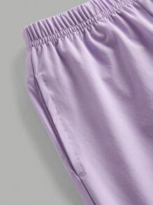 SHEIN 2pcs Set Young Girls Casual Outfit, Long Sleeve Top With Bow Decor & Woven Jogger Pants, Suitable For Spring/Autumn - Multicolor - View 6