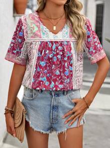 EMERY ROSE Women's Casual Simple Stylish Blouse, Suitable For Summer - Red - View 4