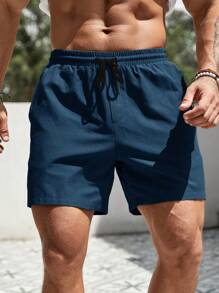 Manfinity RSRT Men's Casual Navy Blue Linen Shorts With Pockets: Comfortable And Stylish Summer Essential