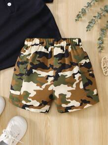 Quần short Cargo ngụy trang thường ngày, trang phục ngoài trời/cắm trại cho trẻ mới biết đi - màu nâu - Xem 2