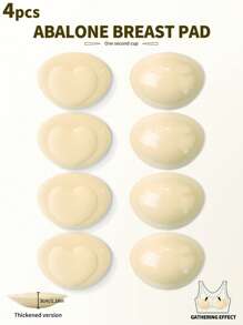 2pcs 3cm Thick Silicone Abalone Shaped Bra Inserts, Invisible Push-Up Pad For Bikini - Apricot - View 1