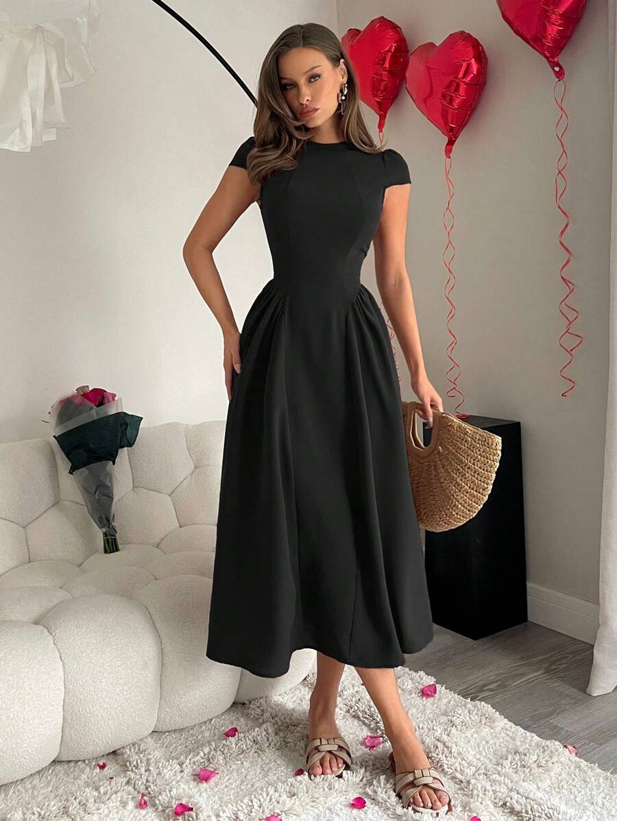 Siren Gaze Vestido largo envolvente fruncido de unicolor para mujer, elegante