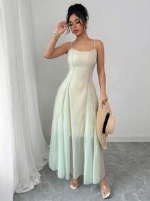 Chiquease Women's Spring/Summer Sleeveless Long Dress, Green, Fashionable & Romantic - Green - View 3