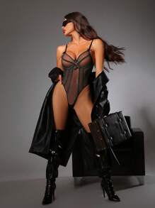SHEIN Opulent Queen Mono sexy para mujeres - Diseño transparente, estilizador, cautivador y tentador