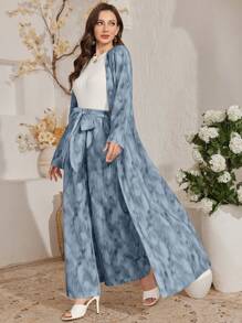 Al Najma 2pcs Women Tie-Dye Printed Long Jacket And Long Pants Set - Multicolor - View 6