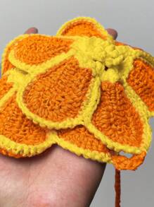 Swim Mod 2pcs/Set Women Spring Break Holiday Beach Crochet Floral Print Halter Neck Cover Up - Orange - View 7