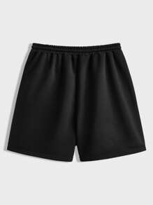 Manfinity Homme Black Knit Horror Ghost Face Casual Printed Men's Standard Size Shorts